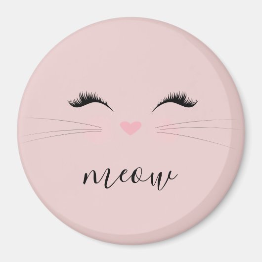 Blush PInk Meow Whiskers Kitty Magnet (Vorne)