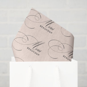 Blush Pink Merci Beaucoup Calligraphy Vielen Dank Seidenpapier