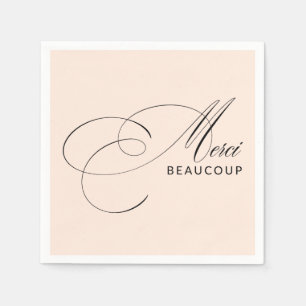 Blush Pink Merci Beaucoup Calligraphy Vielen Dank Serviette