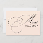 Blush Pink Merci Beaucoup Elegante Kalligraphie Dankeskarte (Vorderseite)