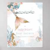 Blush Pink Mermaid Schwanz Baby Dusche Empfang Poster (Vorne)