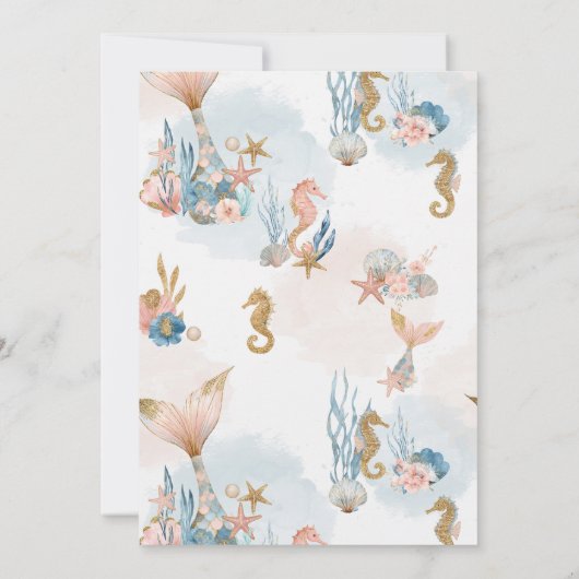 Blush Pink Mermaid Schwanz Babydusche Einladung (Rückseite)