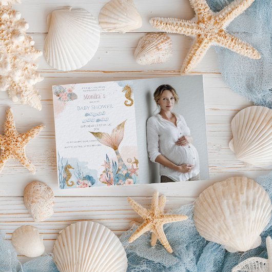 Blush Pink Mermaid Schwanz Babydusche Einladung