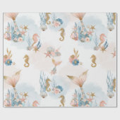 Blush Pink Mermaid Schwanz Babydusche Geschenkpapier (Flach)