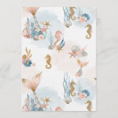 Blush Pink Mermaid Schwanz Babydusche Menükarte (Rückseite)