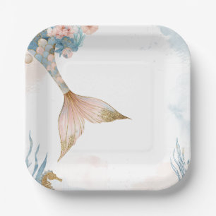 Blush Pink Mermaid Schwanz Babydusche Pappteller