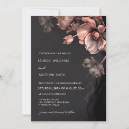 Blush Pink Metallic 3 D Flowers Wedding Invitation Einladung