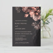 Blush Pink Metallic 3 D Flowers Wedding Invitation Einladung (Stehend Vorderseite)