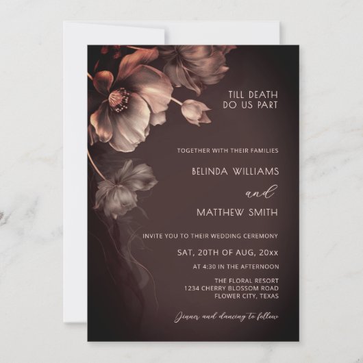 Blush Pink Metallic 3D Flowers Wedding Invitation Einladung (Vorderseite)