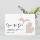 Blush Pink Michigan Karte Modernes Minimalistische (Stehend Vorderseite)