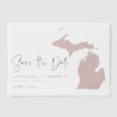 Blush Pink Michigan Karte Save the Date Minimalist Pergament Einladungen (Vorderseite)
