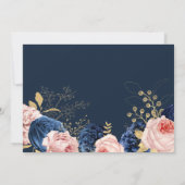 Blush Pink & Midnight Navy Florals Elegante Hochze Einladung (Rückseite)