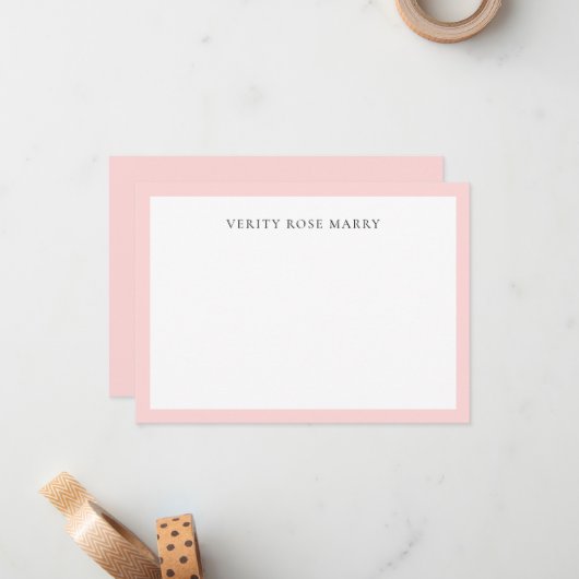 Blush Pink | Minimal Feminine Monogram Design Mitteilungskarte (Vorderseite/Rückseite Beispiel)