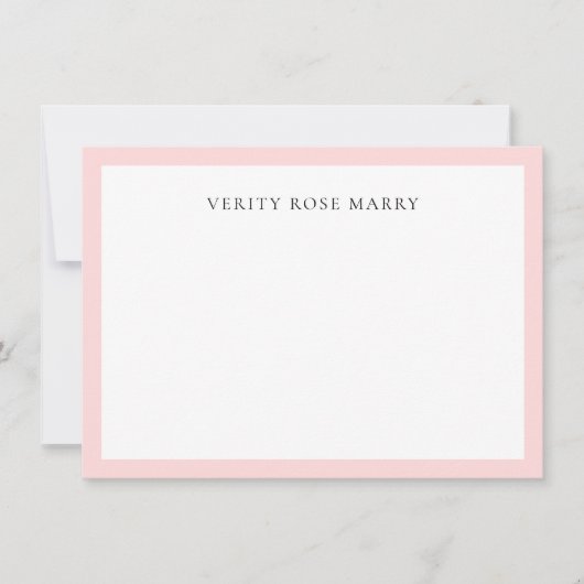 Blush Pink | Minimal Feminine Monogram Design Mitteilungskarte (Vorderseite)
