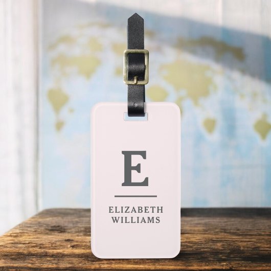 Blush Pink Minimal Modernes Monogramm Gepäckanhänger