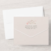 Blush Pink Minimalist Flowers Wedding All In One Einladung (Rückseite)