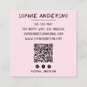 Blush Pink Minimalist Skin Studio Qr Code Quadratische Visitenkarte (Rückseite)