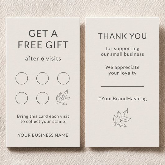 Blush Pink Minimalist Small Business Loyalty Card Visitenkarte