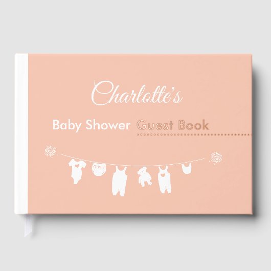 Blush Pink Minimalistisch Baby Girl Dusche Gästebuch (Vorderseite)