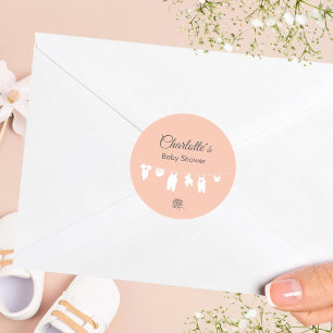 Blush Pink Minimalistisch Baby Girl Dusche Runder Aufkleber
