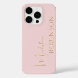 Blush Pink Minimalistisch Chic Monogram iPhone 16 Pro Hülle
