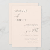 Blush Pink Minimalistisch Moderne einfache Hochzei Einladung (Vorne/Hinten)