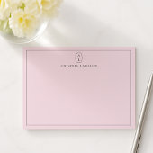 Blush Pink Minimalistisch Monogram Name Flush Note Mitteilungskarte