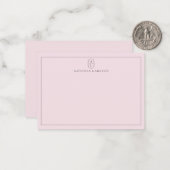 Blush Pink Minimalistisch Monogram Name Flush Note Mitteilungskarte (Vorderseite/Rückseite Beispiel)