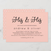 Blush Pink Minimalistisch seine Dusche und sein Pa Einladung (Vorne/Hinten)