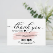Blush Pink Minimalistische Ordnung Vielen Dank Dankeskarte (Stehend Vorderseite)