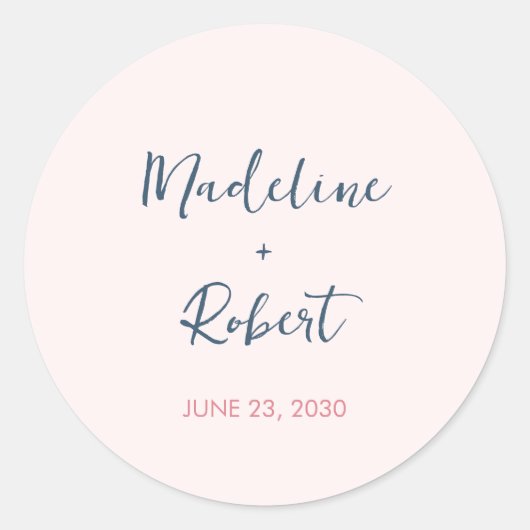 Blush Pink Mininmalist Wedding Umschlag Aufkleber (Vorderseite)