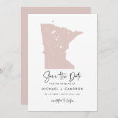 Blush Pink Minnesota Karte Minimalistisches Skript (Vorne/Hinten)