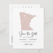 Blush Pink Minnesota Karte Modern Save the Date (Vorne/Hinten)
