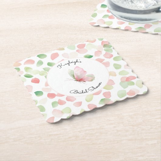 Blush Pink Mint Floral Butterfly Bridal Shower  Untersetzer (angewinkelt)