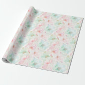 Blush Pink Mint Flowers Birthday Geschenkpapier (Ungerollt)