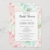 Blush Pink Mint Flowers Bridal Shower Einladung (Vorne/Hinten)