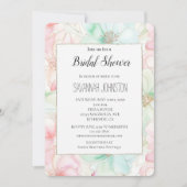 Blush Pink Mint Flowers Bridal Shower Einladung (Vorderseite)