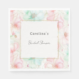 Blush Pink Mint Flowers Bridal Shower Serviette
