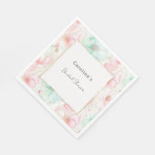 Blush Pink Mint Flowers Bridal Shower Serviette (Ecke)