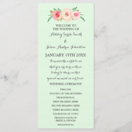 Blush Pink Mint Green Floral Hochzeitsprogramm Programm