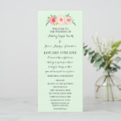 Blush Pink Mint Green Floral Hochzeitsprogramm Programm (Stehend Vorderseite)