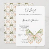 Blush Pink Mint Green Gold Butterfly Baby Shower  Einladung (Vorne/Hinten)