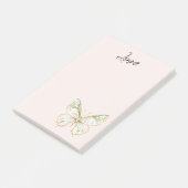 Blush Pink Mint Green Gold Butterfly Love Post-it Klebezettel (angewinkelt)