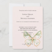 Blush Pink Mint Green Gold Butterfly Wedding Einladung (Vorderseite)