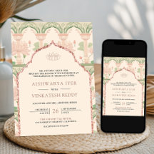 Blush Pink Mint Green Lotus Garden Indian Wedding