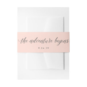 Blush Pink mit Grau Das Abenteuer beginnt Hochzeit Einladungsbanderole