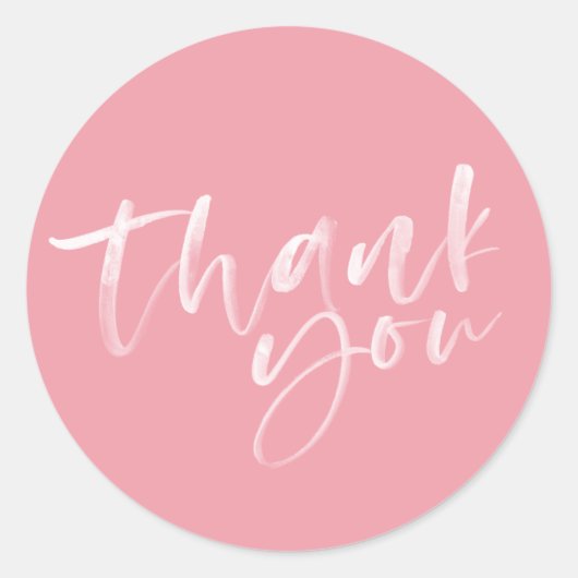 Blush pink mit handgeschriebenem Dankeschön an Auf Runder Aufkleber (Vorderseite)