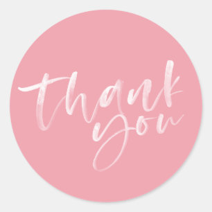 Blush pink mit handgeschriebenem Dankeschön an Auf Runder Aufkleber