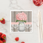 Blush Pink Mit Monogramm Hydrangea Mason Jar Serviette (Beispiel)