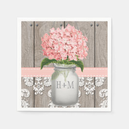 Blush Pink Mit Monogramm Hydrangea Mason Jar Serviette